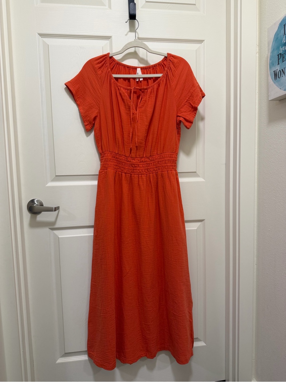 Women's Brand New, Never Worn Coastal Double Gauze Boho Midi Dress: color Kumqua - Picture 11 of 12
